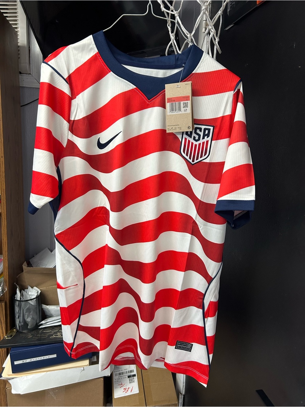 Nike Red & White USA Wave Stripe Soccer Jersey - Picture 5 of 10
